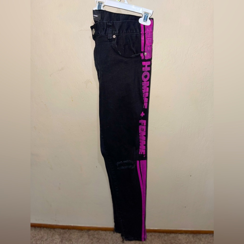 Home Femme Black and Purple Jeans   Size: 34